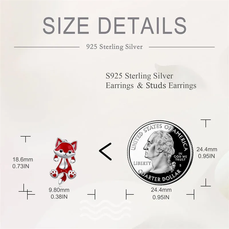 Fox Stud Earrings for Women 925 Sterling Silver Fox Jewelry Hypoallergenic Gifts Birthday