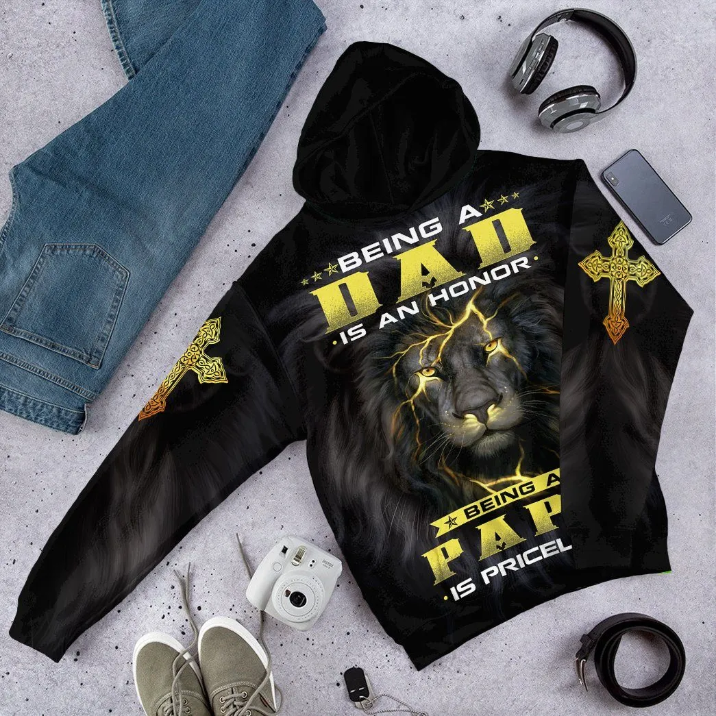 Gearhuman 3D Happy Fathers Day Lion Custom Tshirt Hoodie Apparel