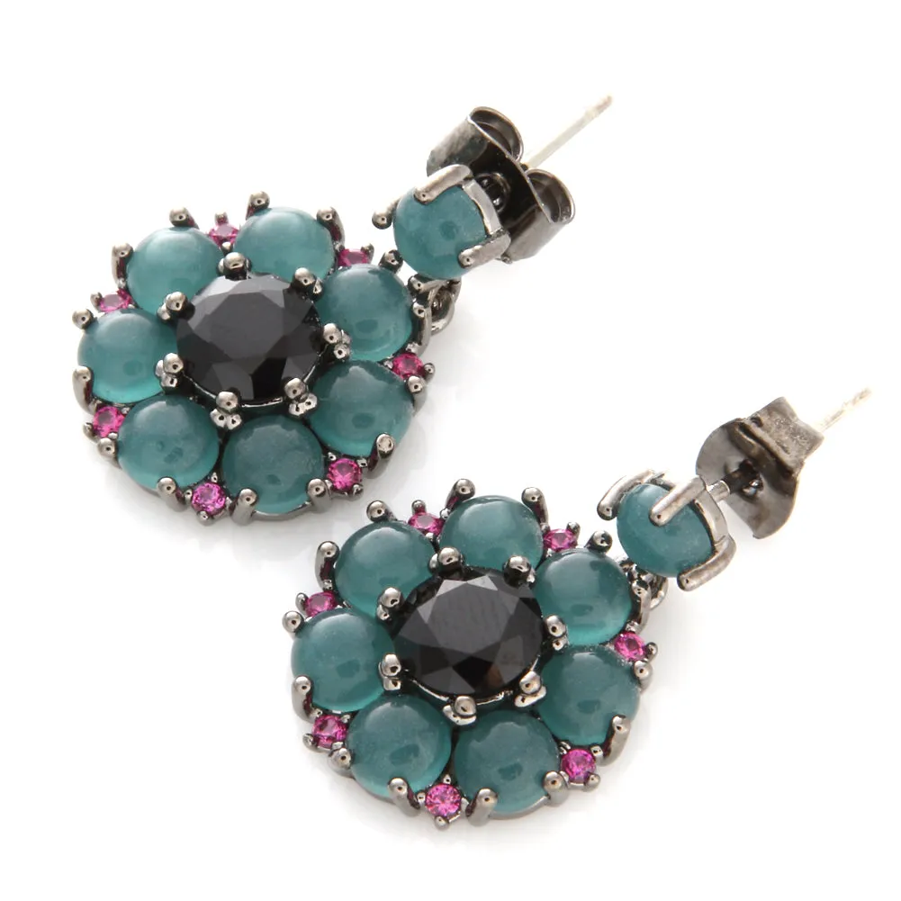 Gemstome CZ Flower Dangle Earrings