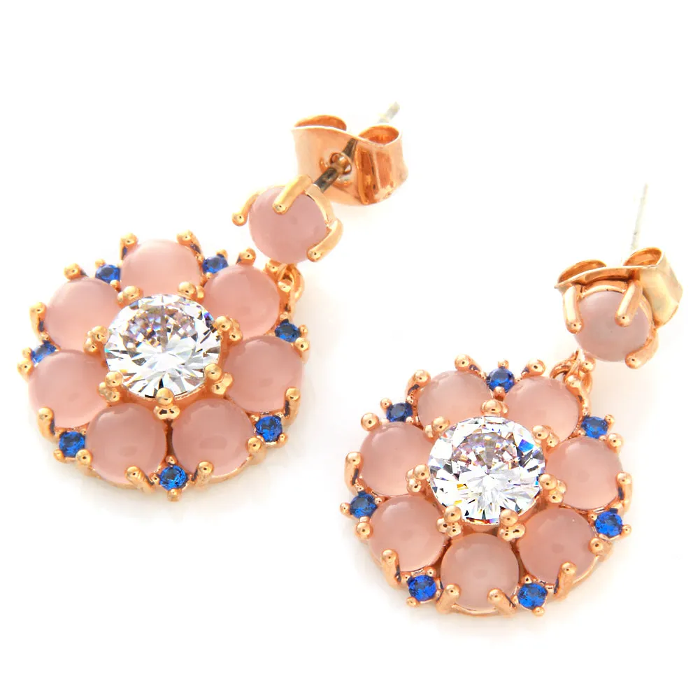 Gemstome CZ Flower Dangle Earrings