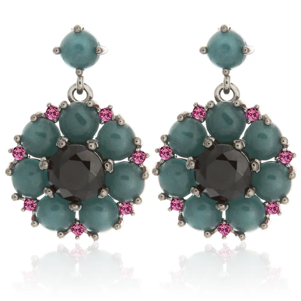 Gemstome CZ Flower Dangle Earrings