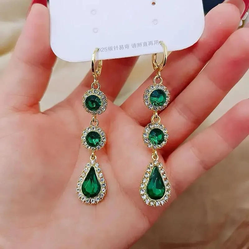 Green Zircon Earrings for Women -S4698878