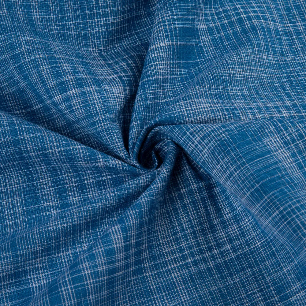 Handwoven Yarn Dyed Cotton Fabric in Blue | Fair Trade from India