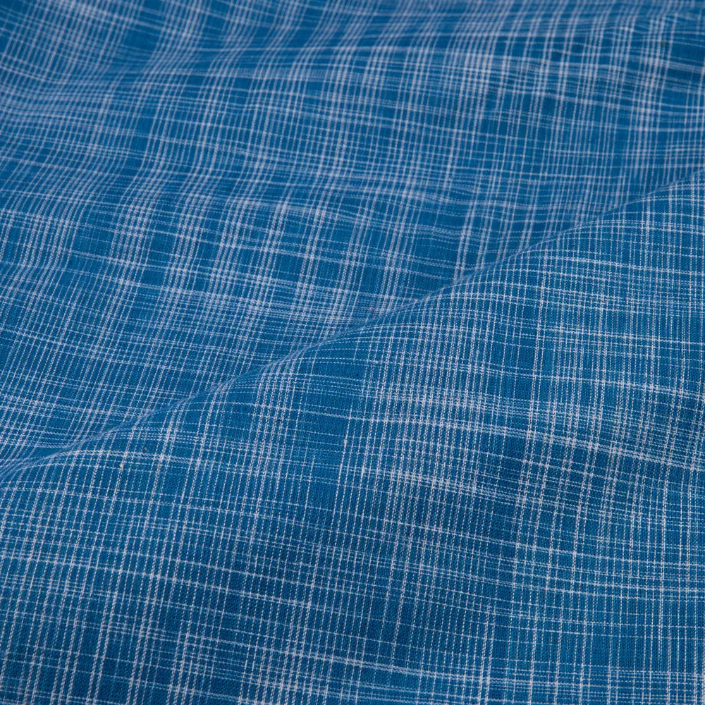 Handwoven Yarn Dyed Cotton Fabric in Blue | Fair Trade from India