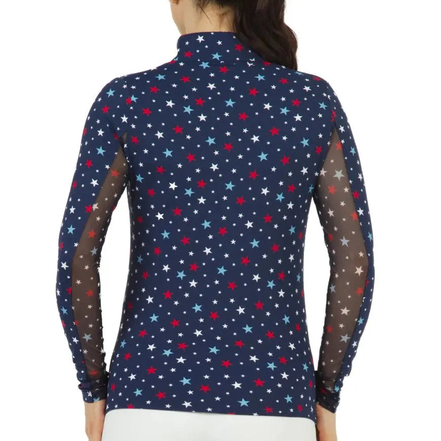 IBKUL Mock Long Sleeve Celebration Navy