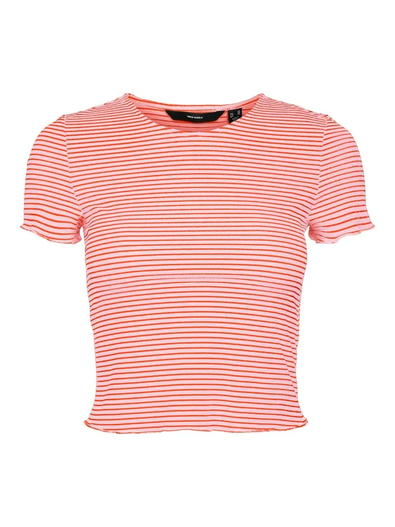 Jill Short Sleeve Crop Top-Stripe