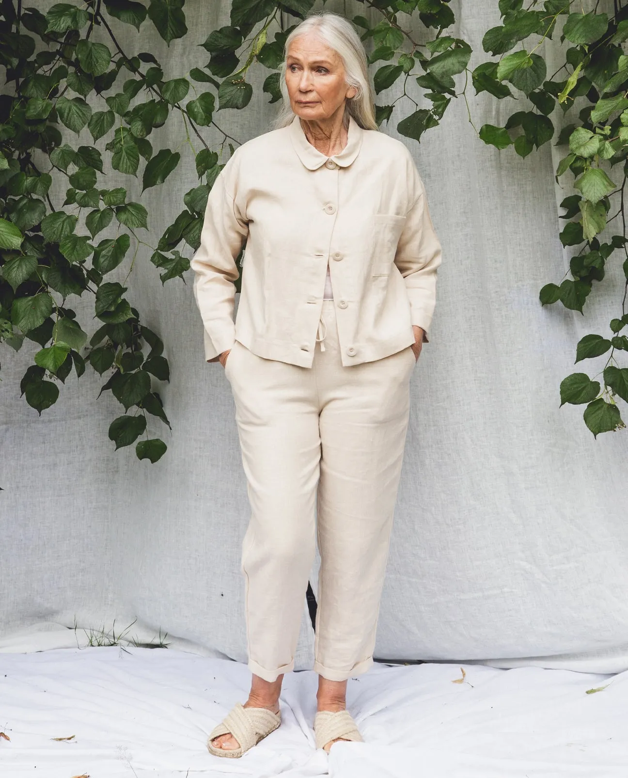 Kayley Linen Trousers In Cream