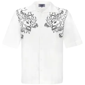 Leviathan Embroidered Shirt  (White)