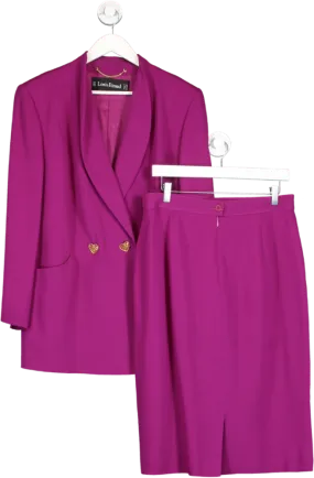 Louis Feraud 2-piece Purple Heart Button Detail Blazer & skirt suit UK 16