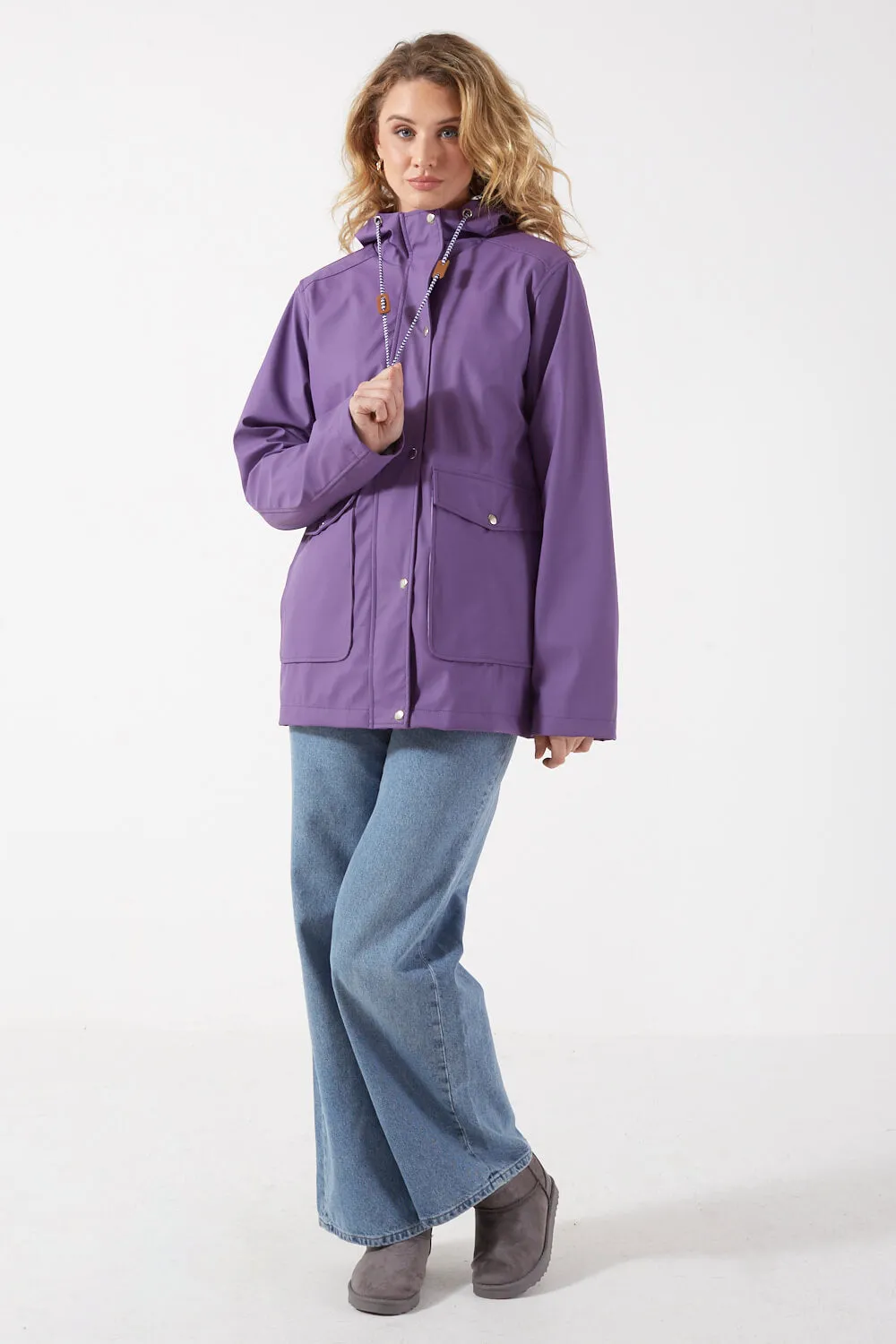 Marc Angelo Lily Stripe Lined Raincoat in Purple