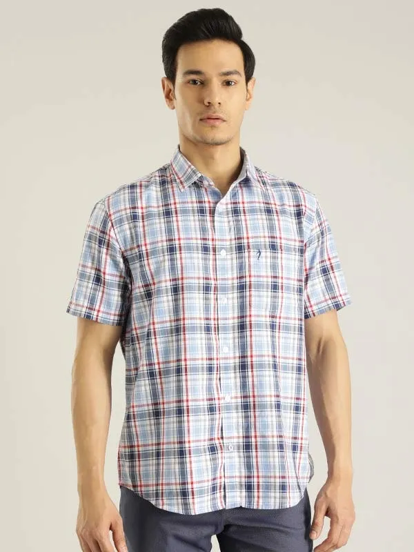 Men Checked Half Sleeve Cotton Shirt