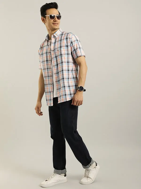 Men Checked Half Sleeve Cotton Shirt