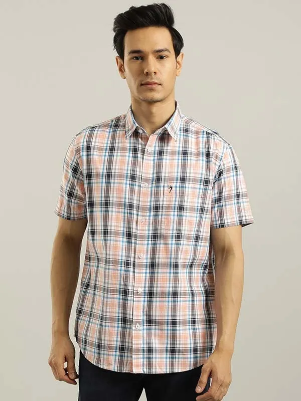 Men Checked Half Sleeve Cotton Shirt