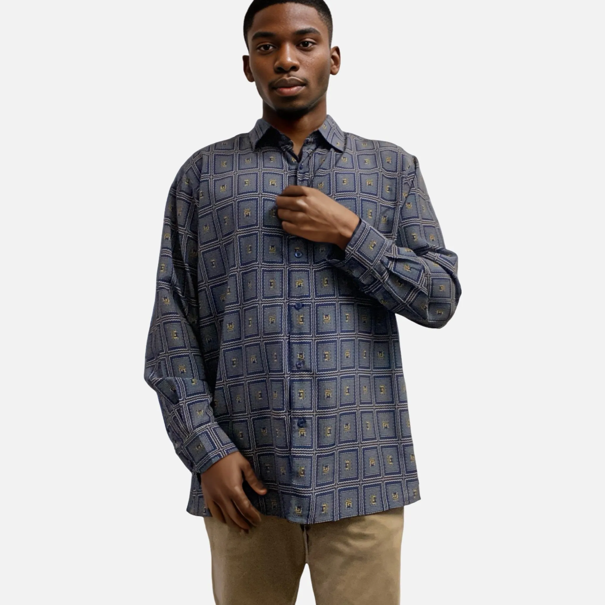 Men's Blue Sleeve Casual Shirt - Relaxed Style