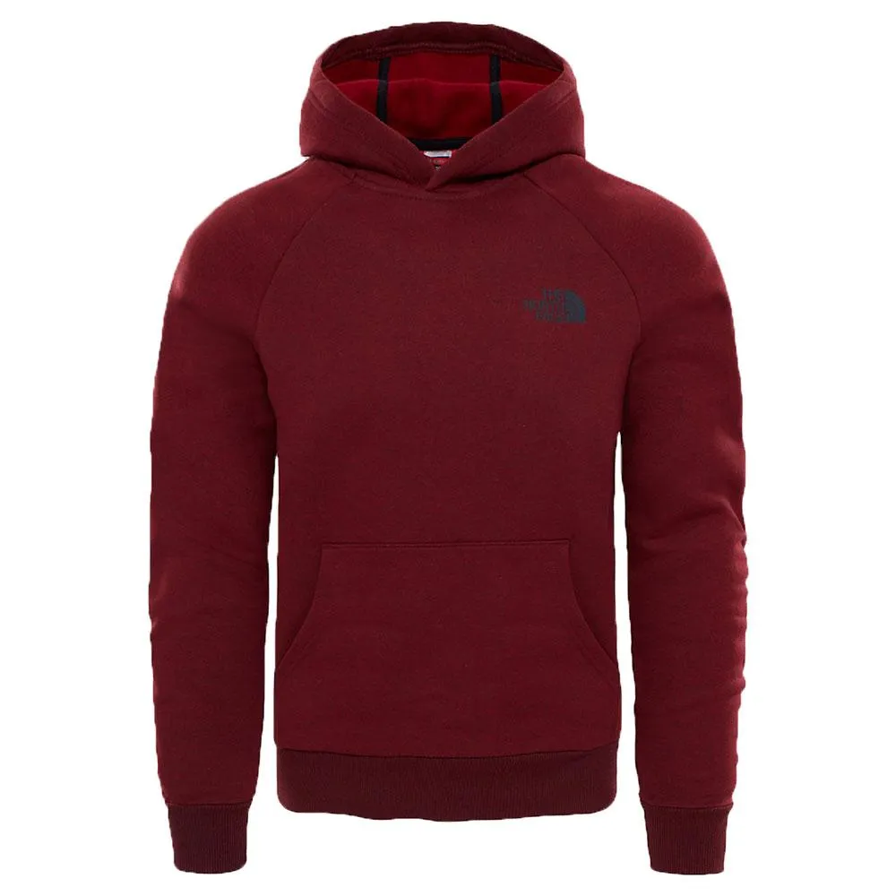 North Face Raglan Red Box Mens Pullover Hoody - Cardinal Red