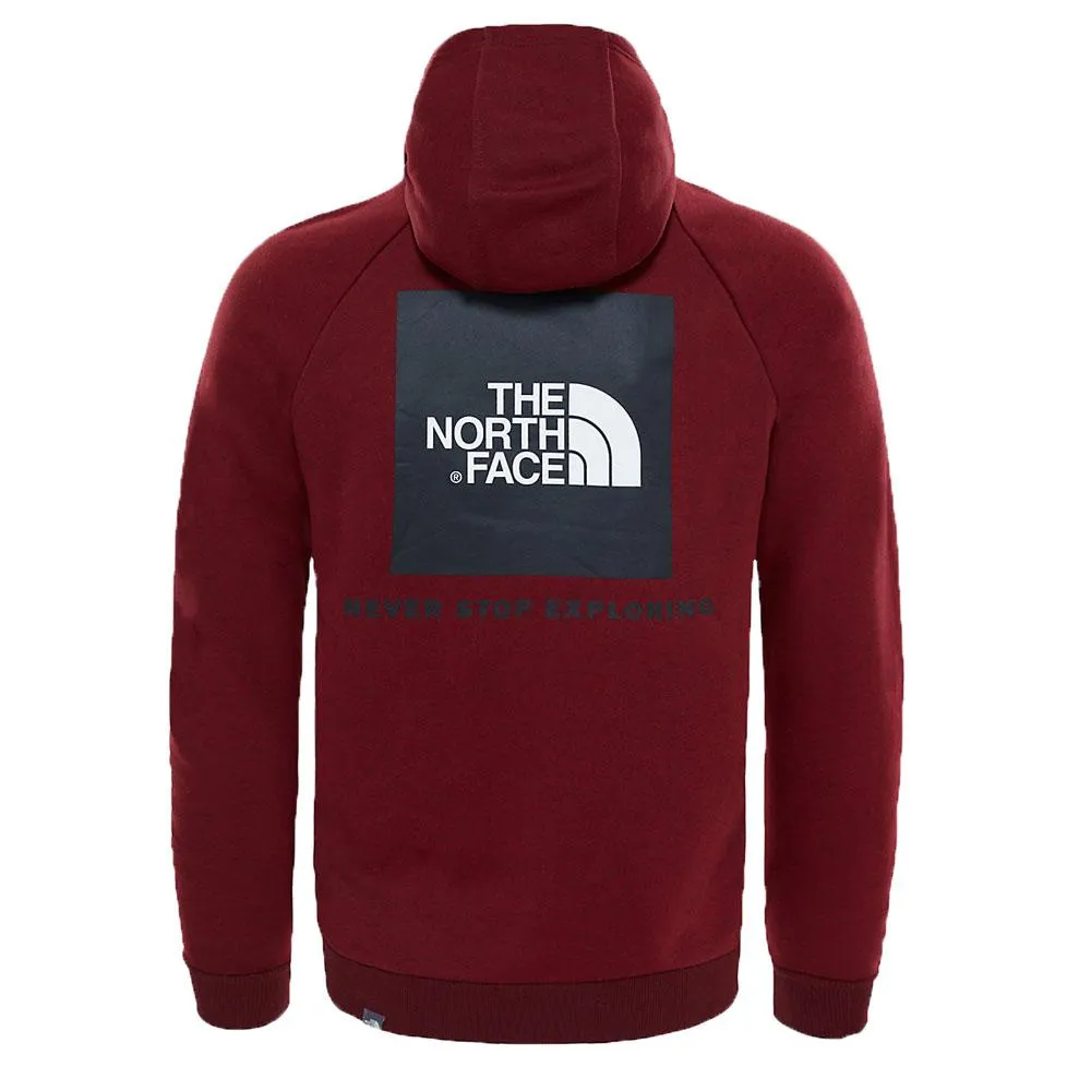 North Face Raglan Red Box Mens Pullover Hoody - Cardinal Red