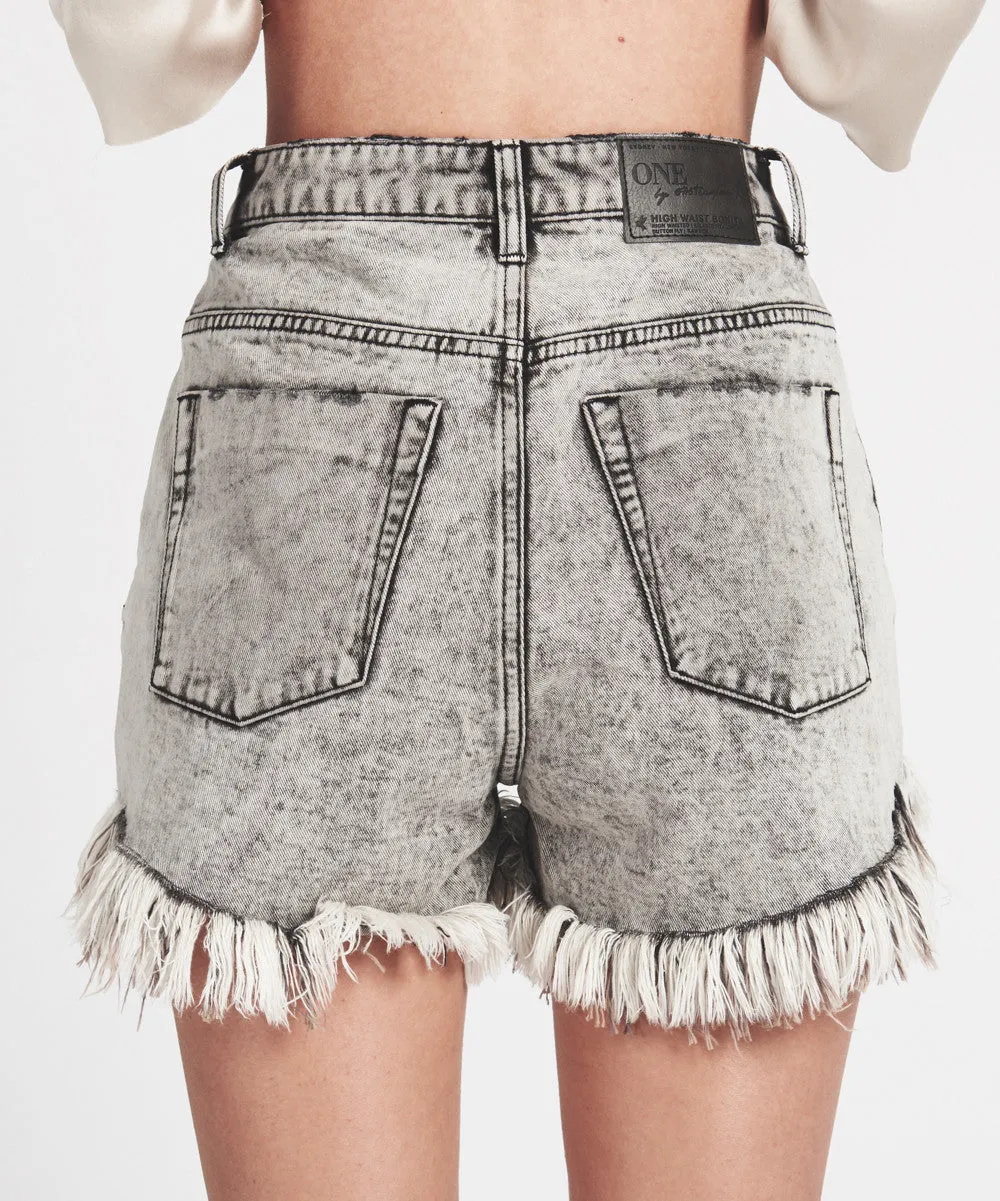 One Teaspoon High Waist Grey Society Bonita Jean Shorts