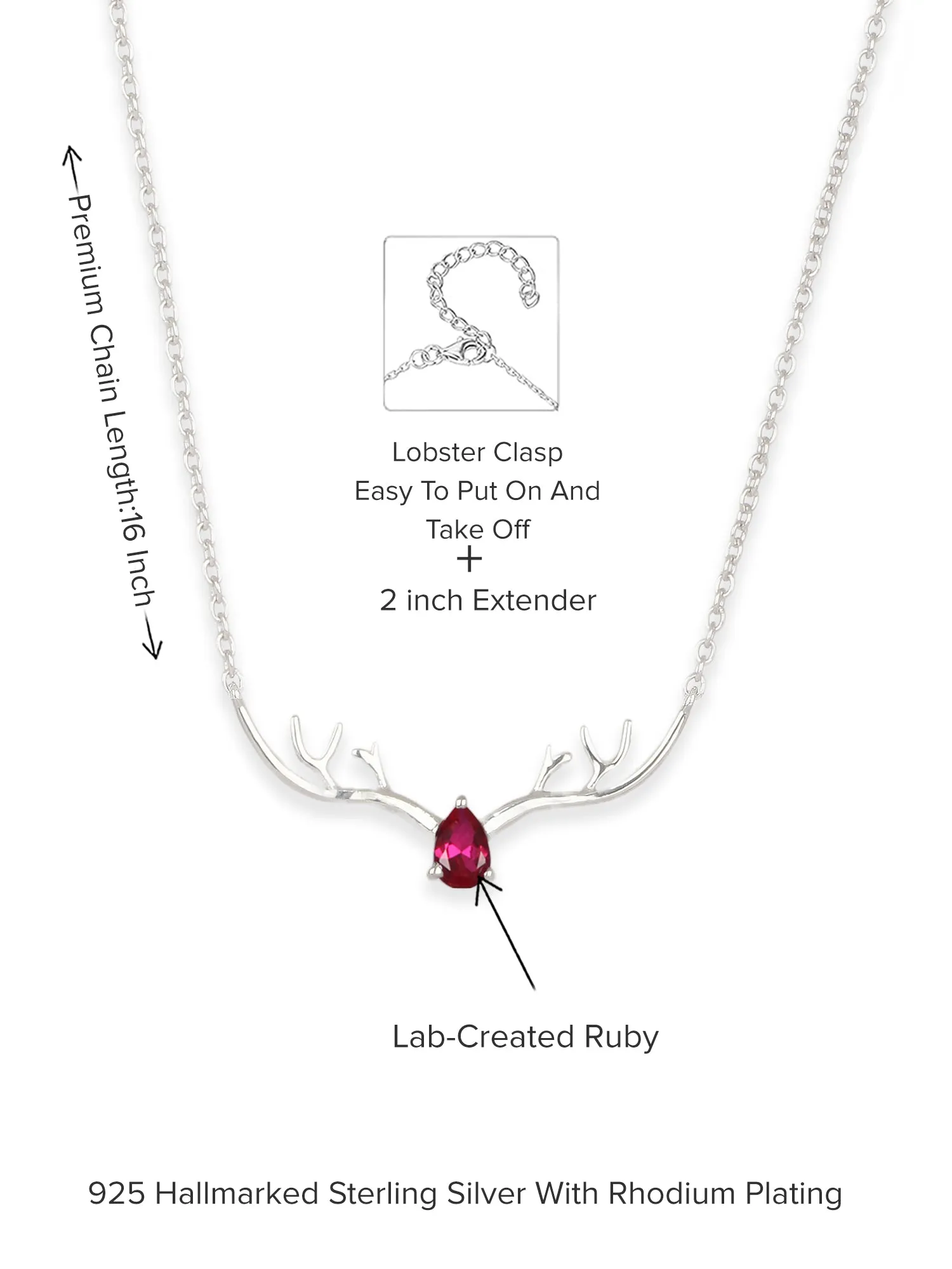 Ornate Jewels Ruby Deer Necklace For Women