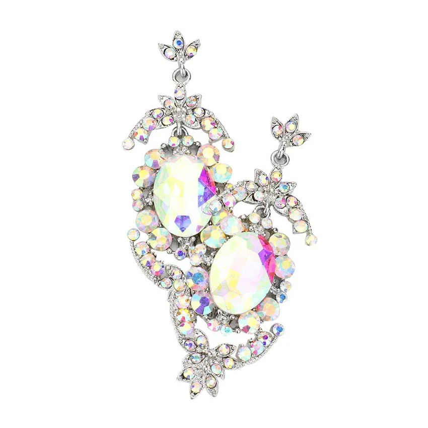 Oval Bubble Crystal Rhinestone Evening Earrings