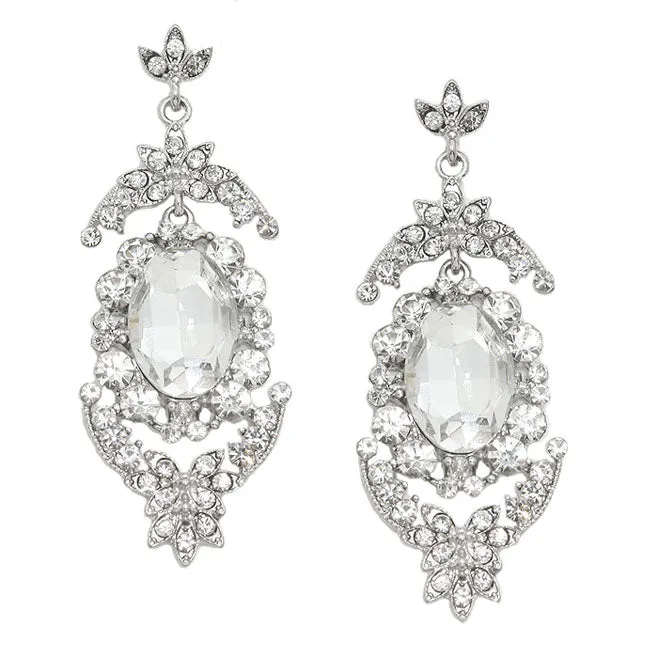 Oval Bubble Crystal Rhinestone Evening Earrings