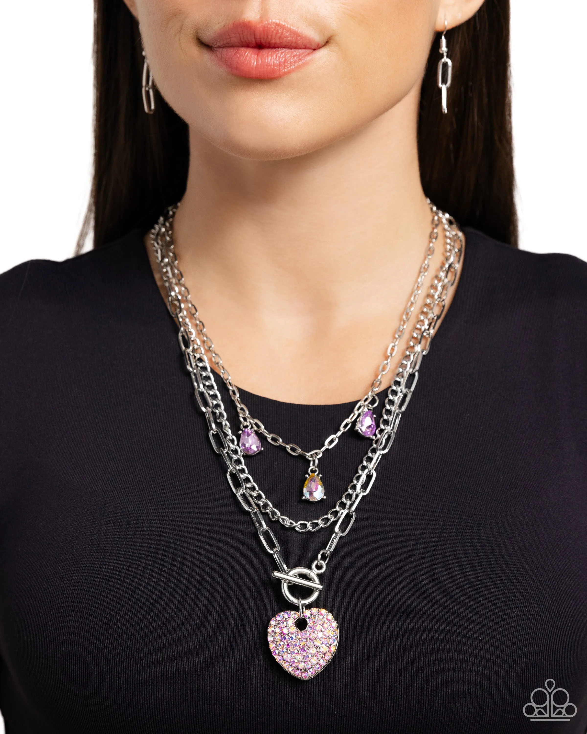 Paparazzi HEART History Purple Necklace & Earring Set