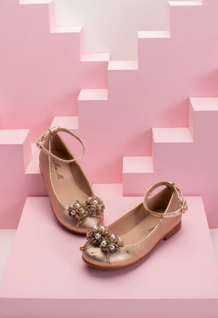 Pearl And Floral Flat Shoes