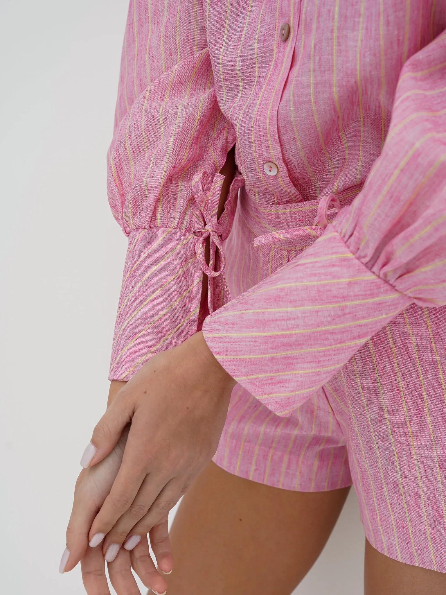 Portofino Cotton Stripe Elevated Shirt | Strawberry Pink