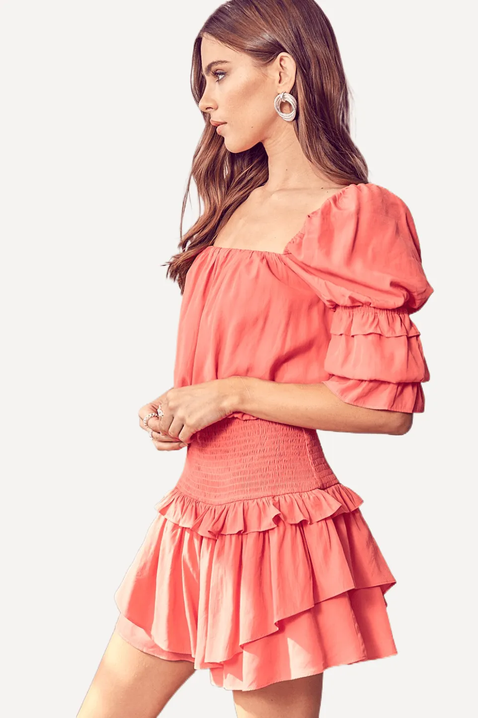 Puff Sleeve Smocked Waist Romper