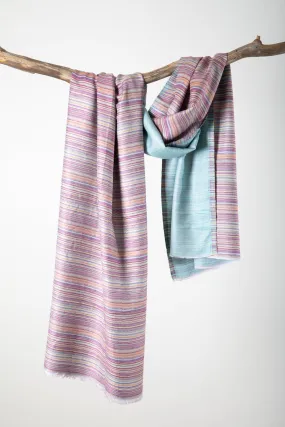 Reversible Stripe Woven Raw Hem Scarf