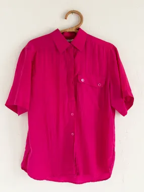 RP Fuschia Short Sleeved Silk Button Up