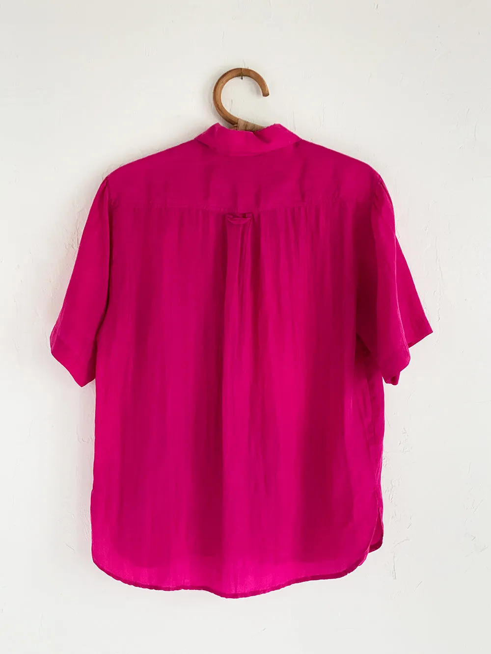 RP Fuschia Short Sleeved Silk Button Up