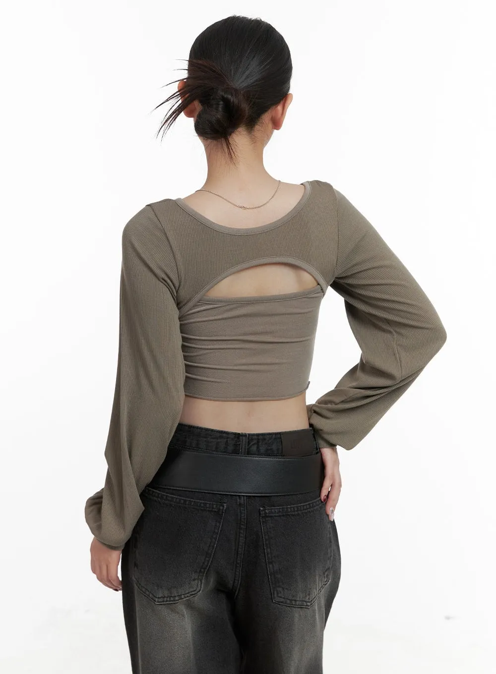 Solid Cut Out Crop Top CA416