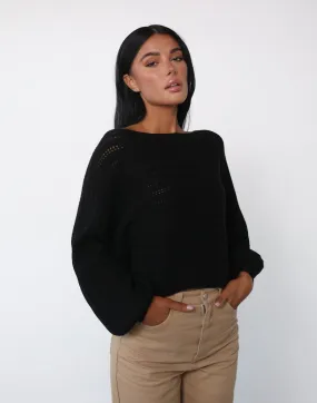 Sonia Long Sleeve Knit Top (Black)