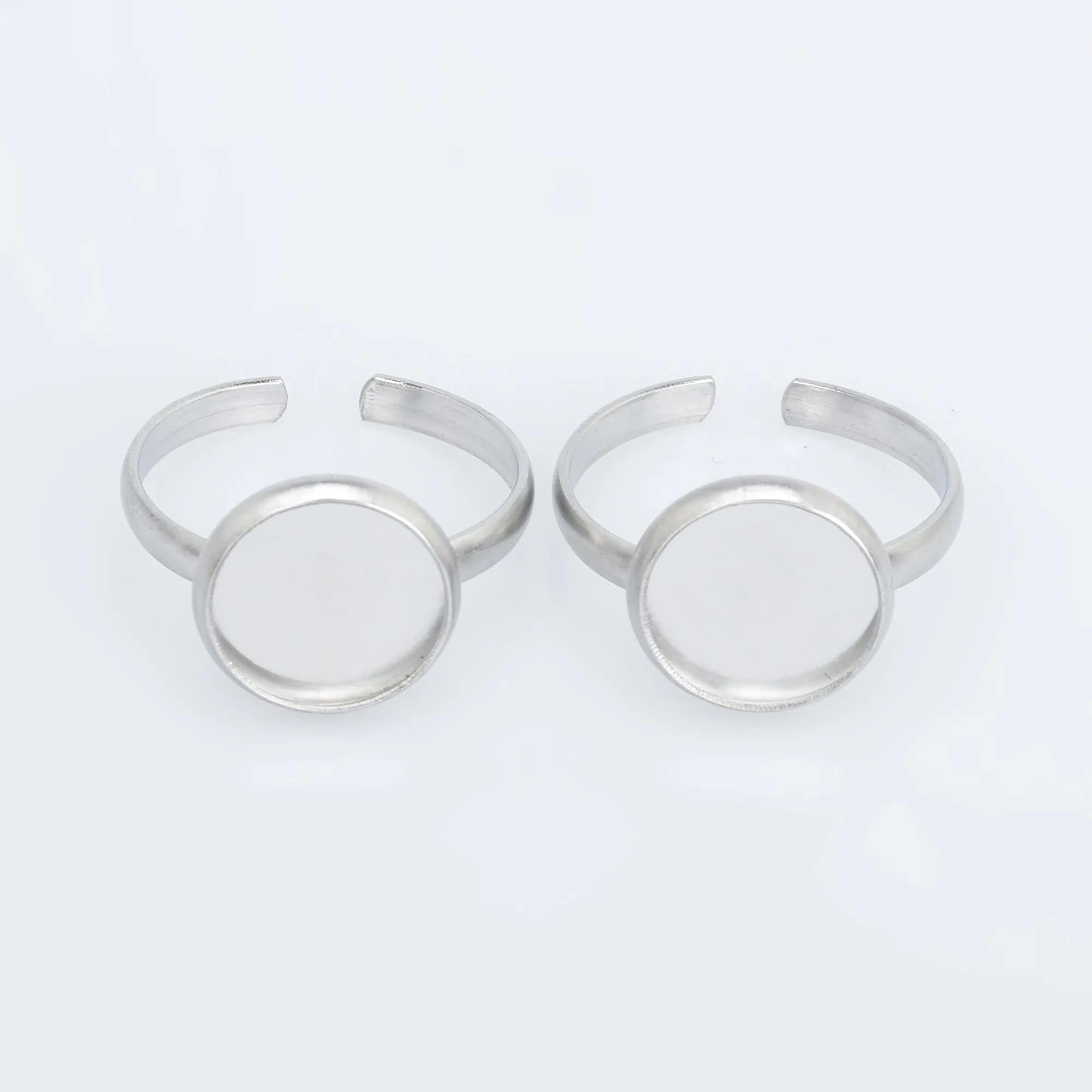 Stainless Steel Adjustable Ring Bezels Ring Blank fit 8/10/12mm Round Cabochon Rings Findings 10pcs 102864