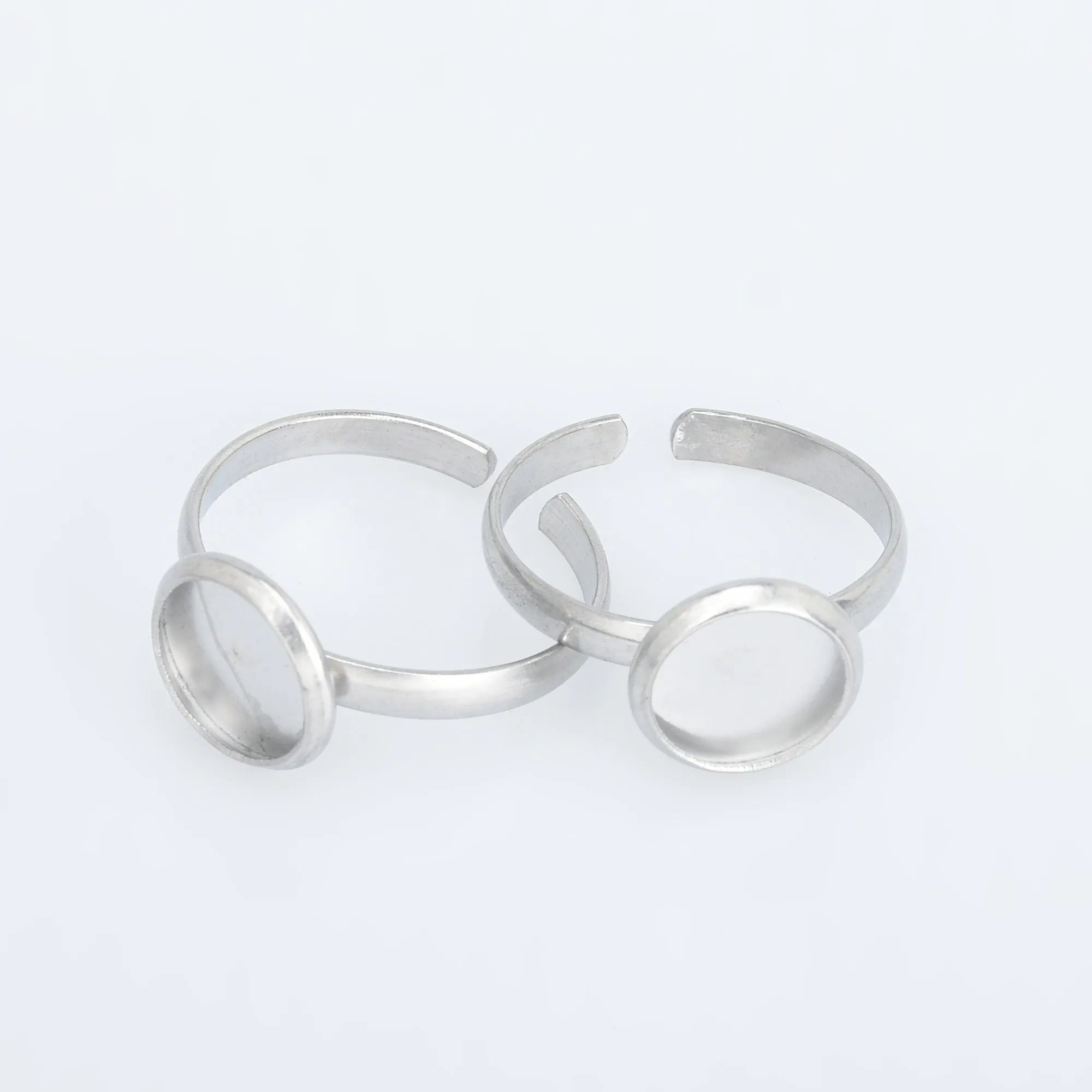 Stainless Steel Adjustable Ring Bezels Ring Blank fit 8/10/12mm Round Cabochon Rings Findings 10pcs 102864