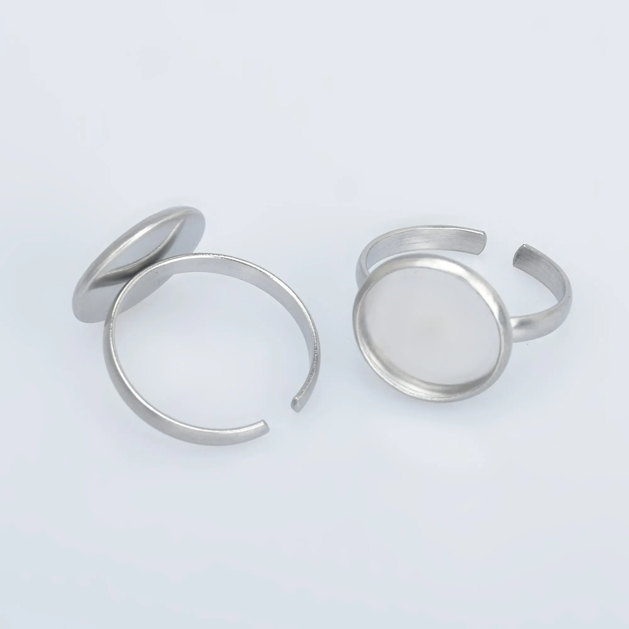 Stainless Steel Adjustable Ring Bezels Ring Blank fit 8/10/12mm Round Cabochon Rings Findings 10pcs 102864