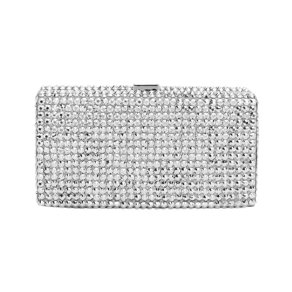 Studded Bling Rectangle Evening Clutch Crossbody Bag