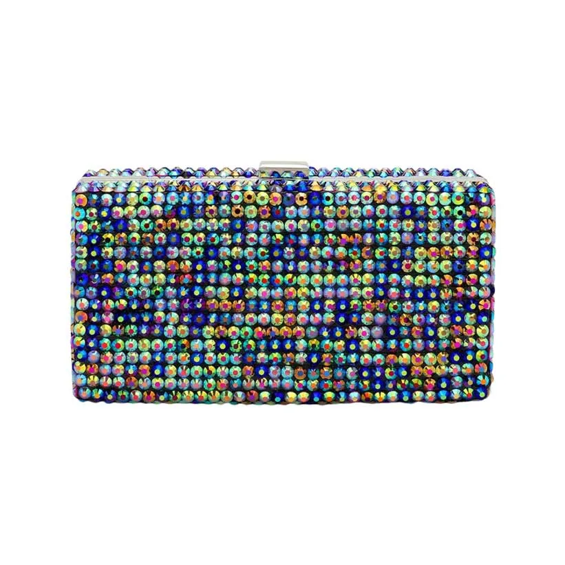 Studded Bling Rectangle Evening Clutch Crossbody Bag