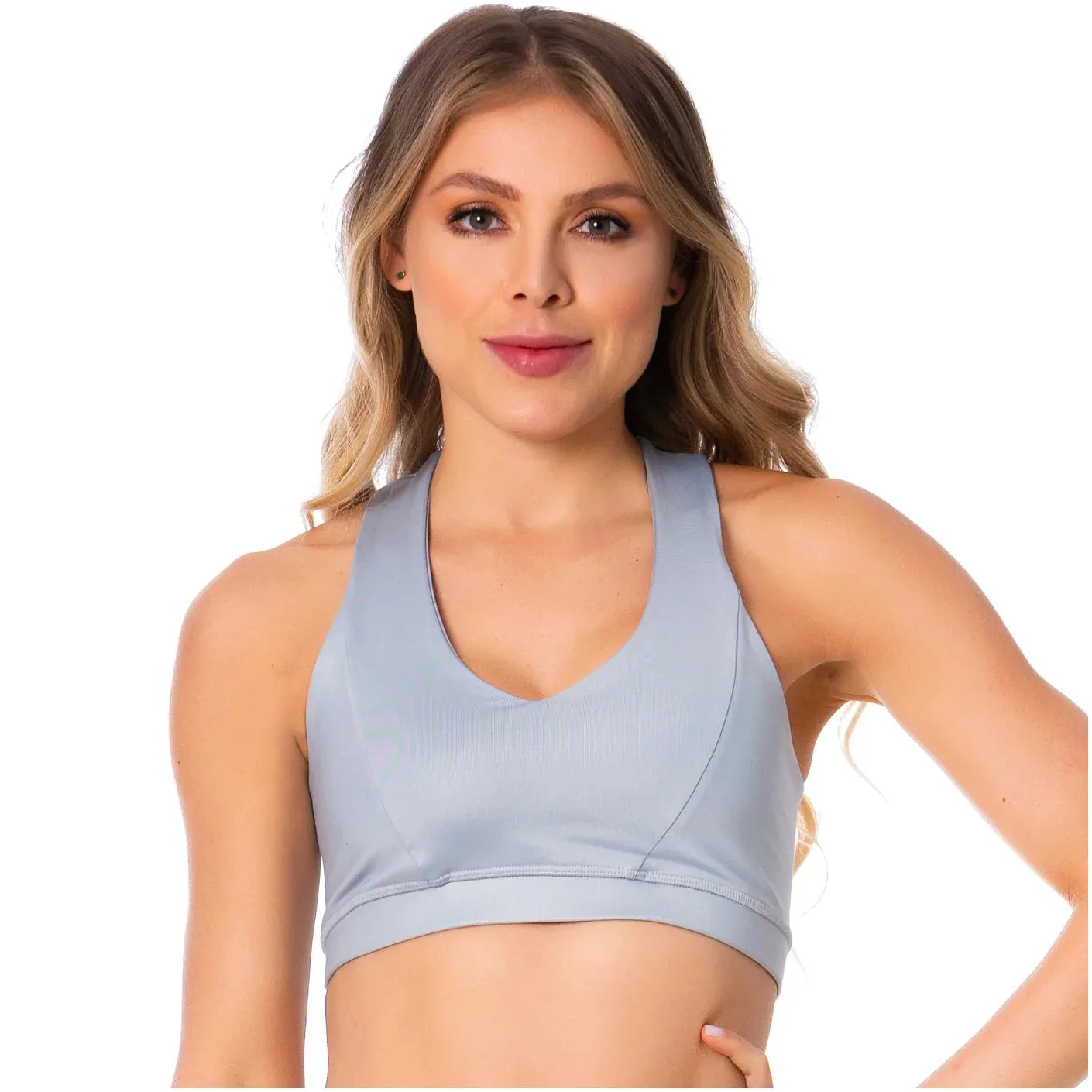 SUJETADOR DEPORTIVO CRISS-CROSS PLATA PARA MUJER