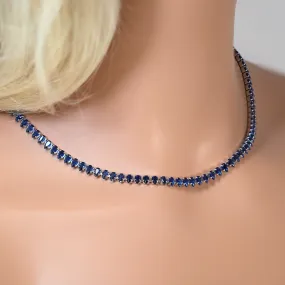 Swarovski Crystal Royal Blue Dainty Elegant Necklace set, Gift for her, Bridesmaid Proposal, Valentines