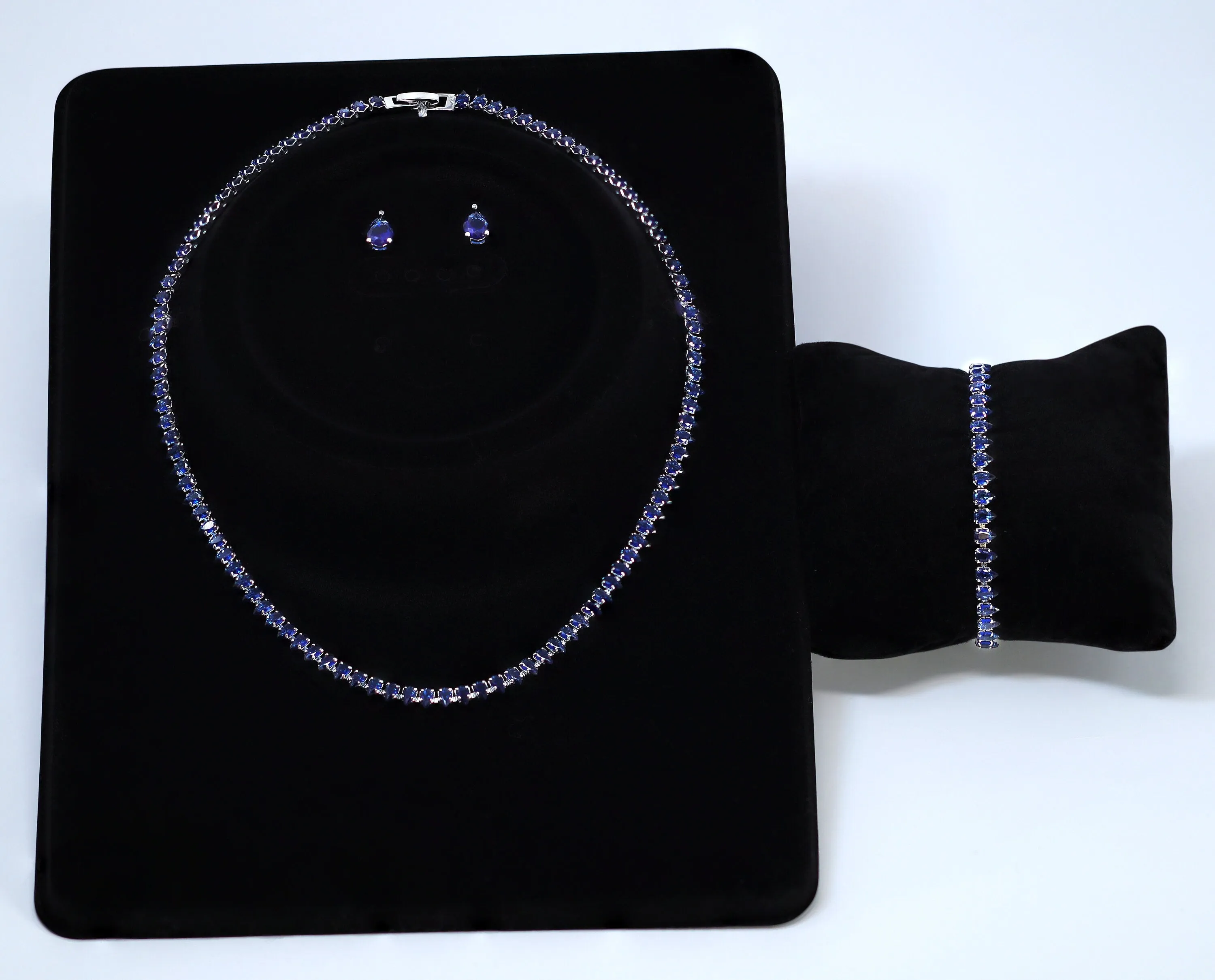 Swarovski Crystal Royal Blue Dainty Elegant Necklace set, Gift for her, Bridesmaid Proposal, Valentines