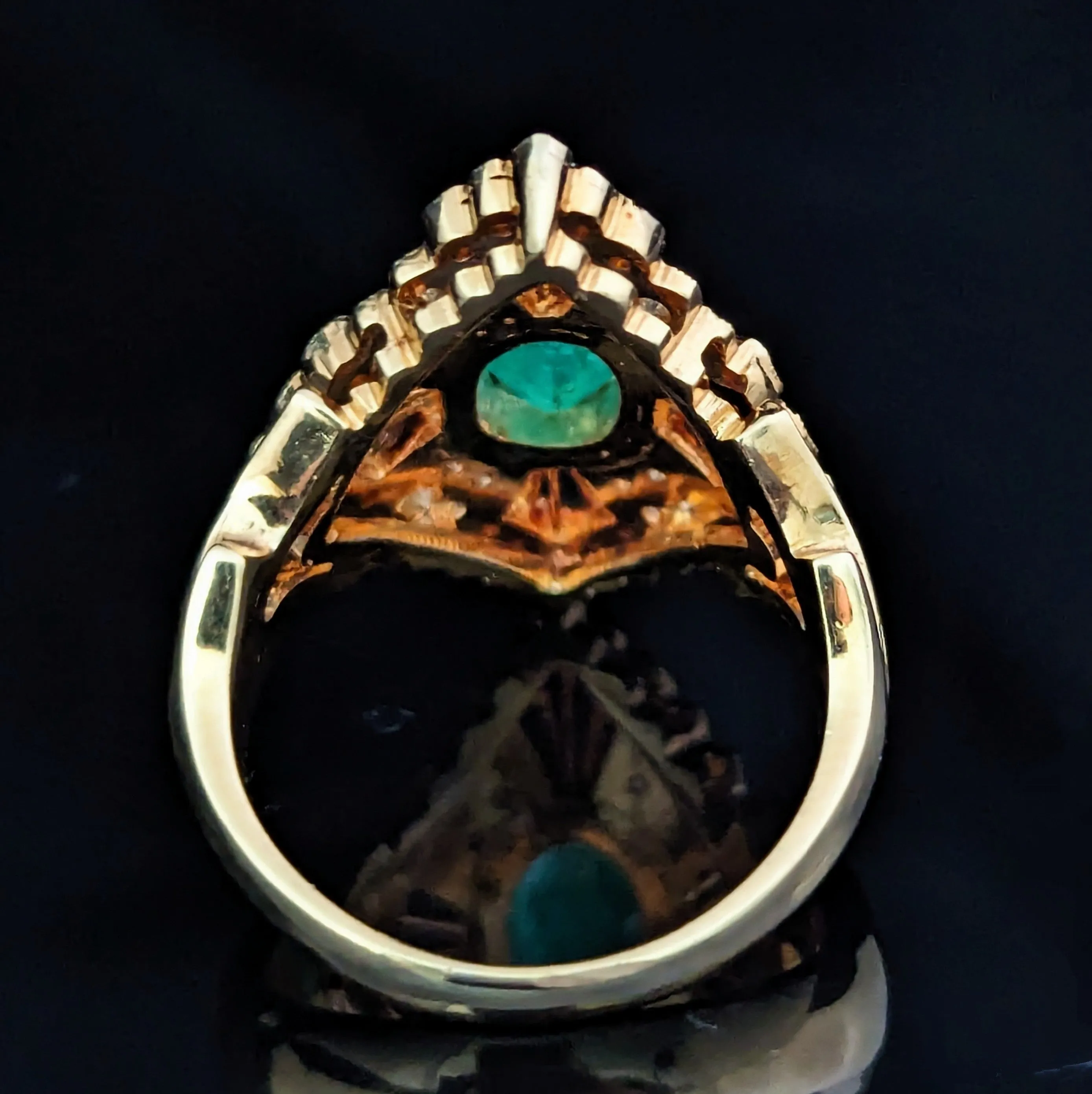 The Otranto - Vintage Emerald Diamond 14k Gold Cocktail Ring