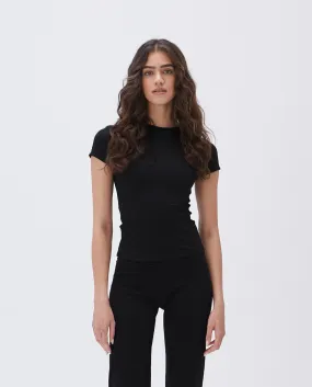 Ultimate Short Sleeve Longline Top - Black