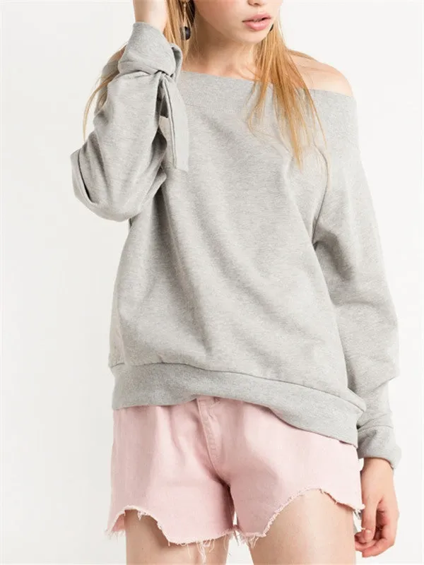 Unique Design Sleeves Off the Shoulder Pullover Sweatshirt