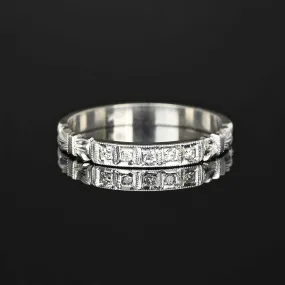 Vintage 18K White Gold Diamond Wedding Ring Band