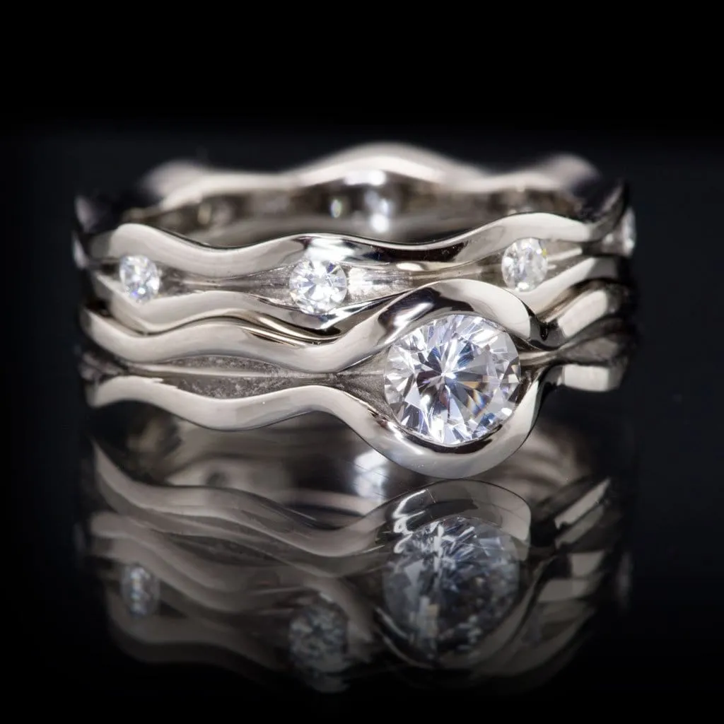 Wave Moissanite Eternity Wedding Ring