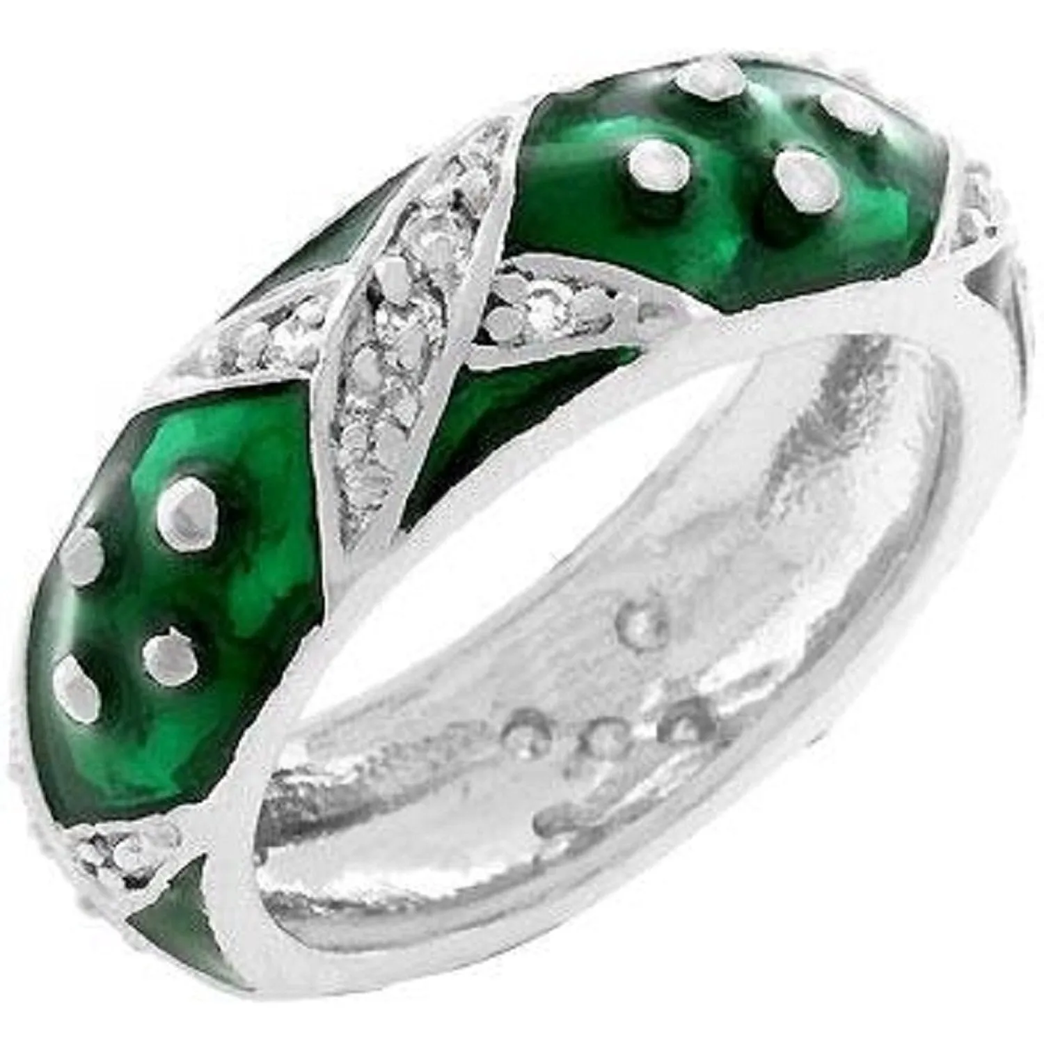 WildKlass Marbled Forest Green Enamel Ring