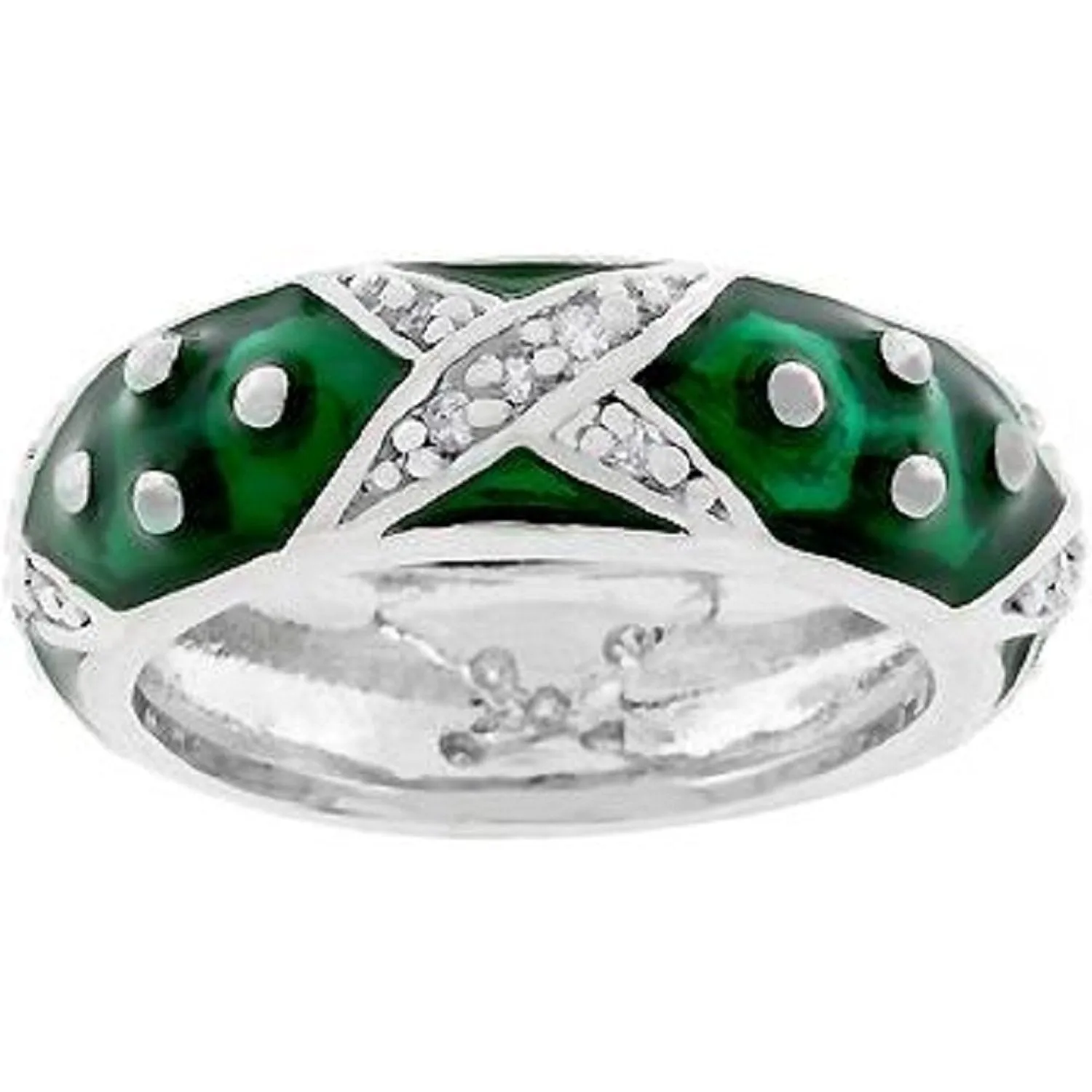 WildKlass Marbled Forest Green Enamel Ring