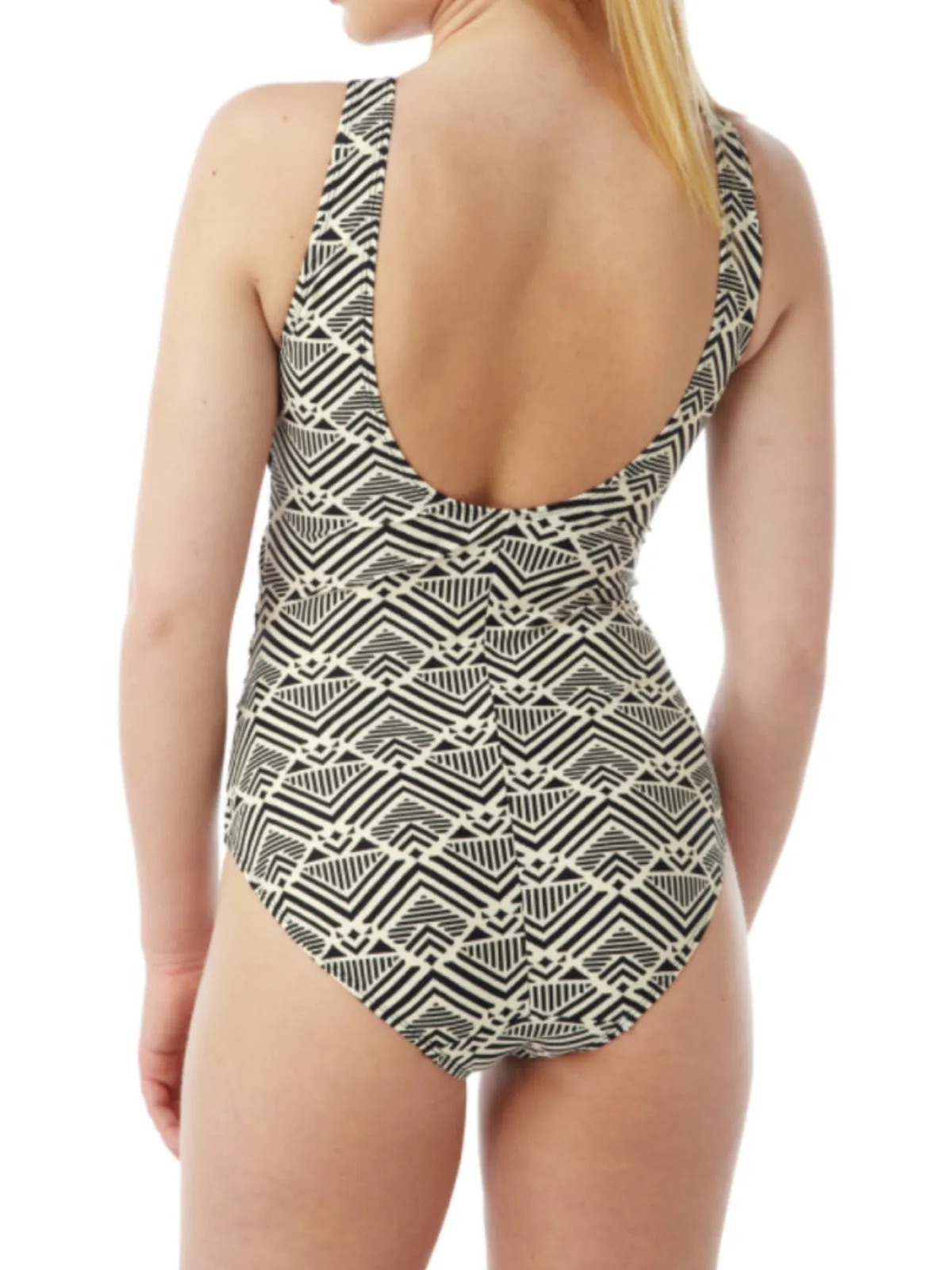 Women's Mono Print Wrap Style One Piece Swimsuit Swimwear